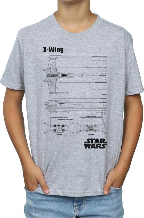 Actual product image Star Wars Boys X-Wing Blueprint T-Shirt (128)