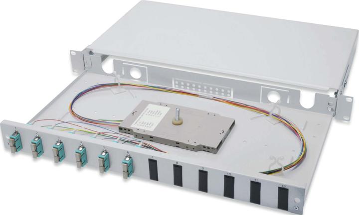 Digitus Scatola di giunzione in fibra ottica estensibile 1U Equipaggiata con 6x SC duplex incl. cassetta di