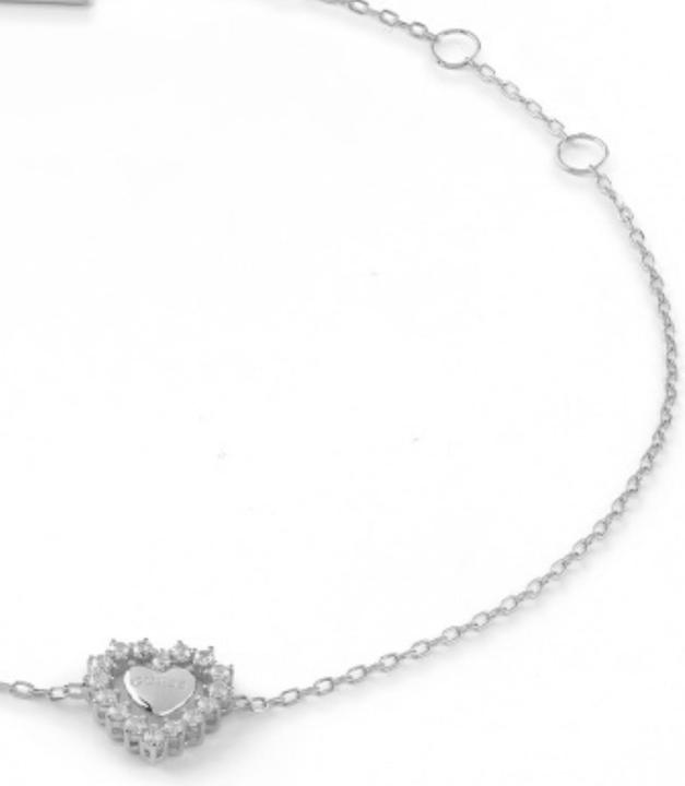Guess 10MM JARDIN HEART & CRYS BR Armband (18.50 cm, Sterling Silber)