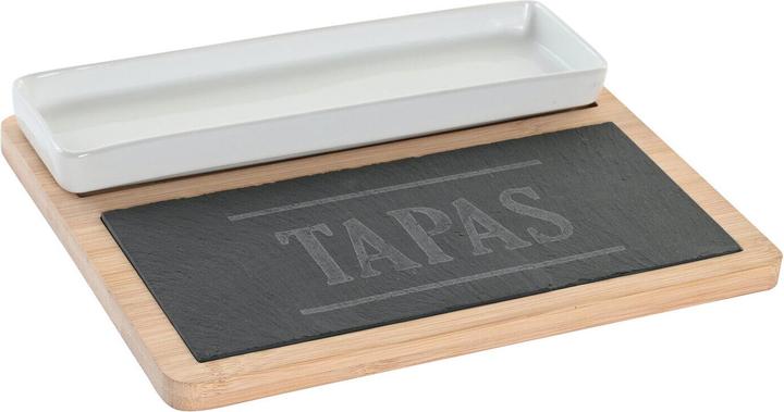 Image du produit DKD Home Decor Satz für Appetithäppchen 24 x 7 x 2,5 cm natürlich Schwarz Tafel