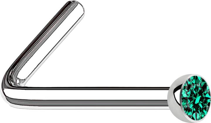 Produktbild Star Piercing Nasenstecker gewinkelt silber mit Kristall türkis (Chirurgenstahl 316L, ohne Messing)