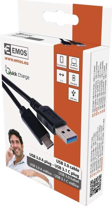 Image du produit Emos USB A — USB C (1 m, USB 3.1)