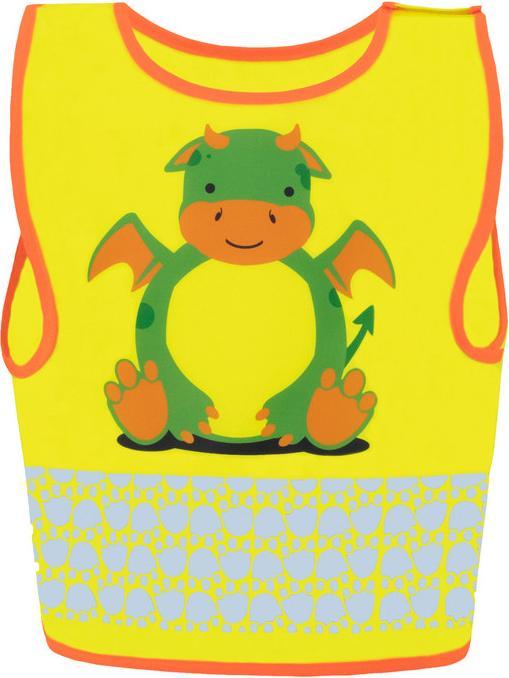 Actual product image Korntex Kinder Warnweste „Funtastic Wildlife“ - CO2 Neutral - Signal-Gelb/Drache - XXS (XXS)