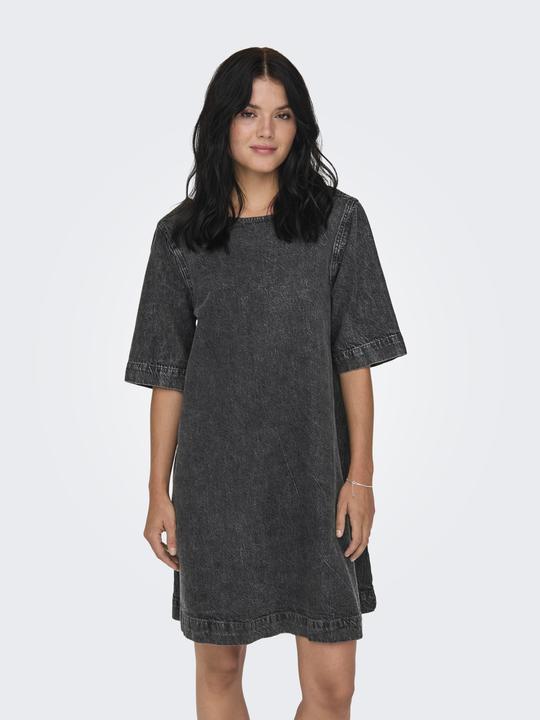 Actual product image Only Voluminous fit round neck short dress denim dress (XL)