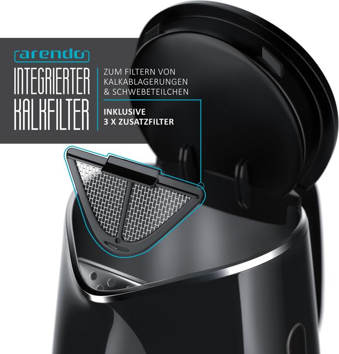 Image du produit Arendo Bouilloire 1,5 l, 2200 W, acier inoxydable & verre avec passoire à thé, théière, sélection de la (1.50 l)