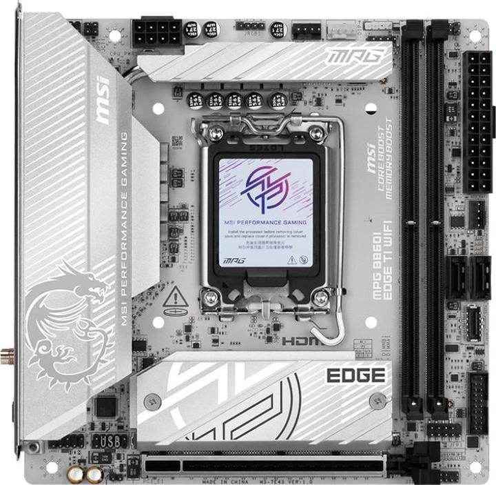 Produktbild MSI MPG B860I EDGE TI WIFI (B860,S1851,mITX,DDR5) (LGA 1851, Intel B860, Mini-ITX)