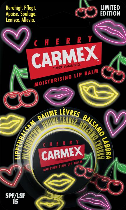 Carmex Moisturising Lip Balm Cherry Neon Jar Limited Edition (Balsam)