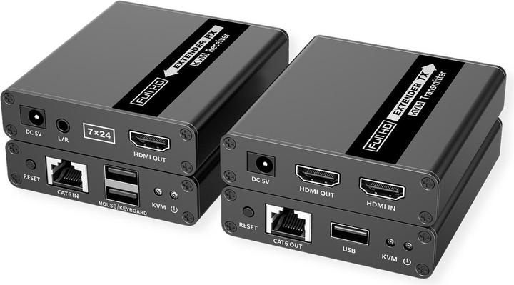 Actual product image Value KVM extension via TP, USB + HDMI (1080P@60Hz) + audio, 70m