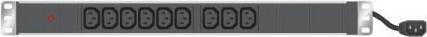 Actual product image Exertis Connect 19" PDU 9 x IEC13 socket in aluminium housing 1U, 3 x 1.5mm cable 2.5m, RAL 9005 black