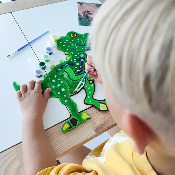 Immagine prodotto Activity Board Set per dipingere dinosauri in legno con colori e pennelli, lavoretti in legno per bambini