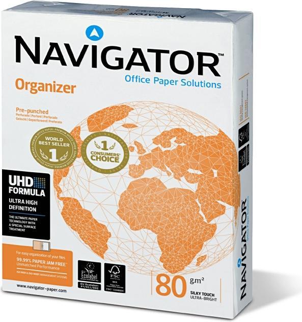 Immagine prodotto Navigator Organizzatore di carta per fotocopie DIN A4 80 g/m² a 2 perforazioni 500 fogli (80 g/m², 500 x, A4)