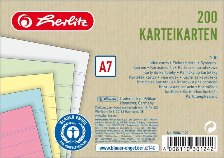 Produktbild Herlitz Karteikarte (A7, 180 g/m², 200 x)