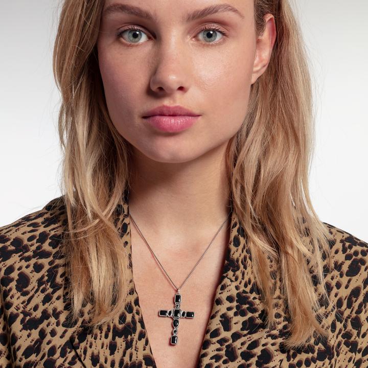 Actual product image Thomas Sabo Pendant Cross Black Stones (Silver 925)
