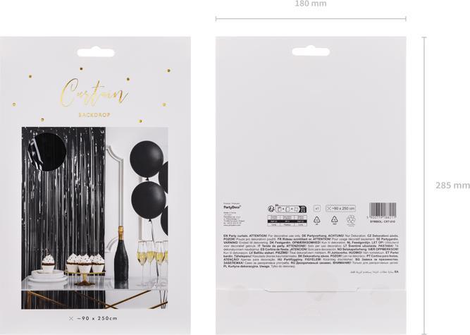 Image du produit Partydeco Accessoire de fête Rideau 90 x 250 cm, noir