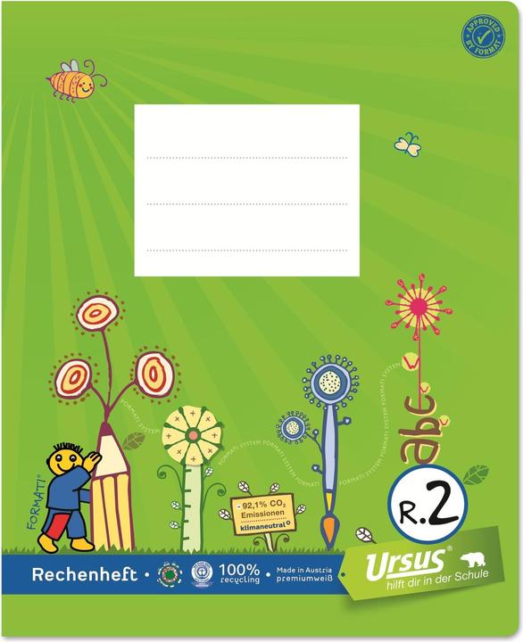 Actual product image Ursus Exercise book R.2 19.5 x 24 cm quarto, squared, green (19.5 x 24 cm, Checked, Soft cover)