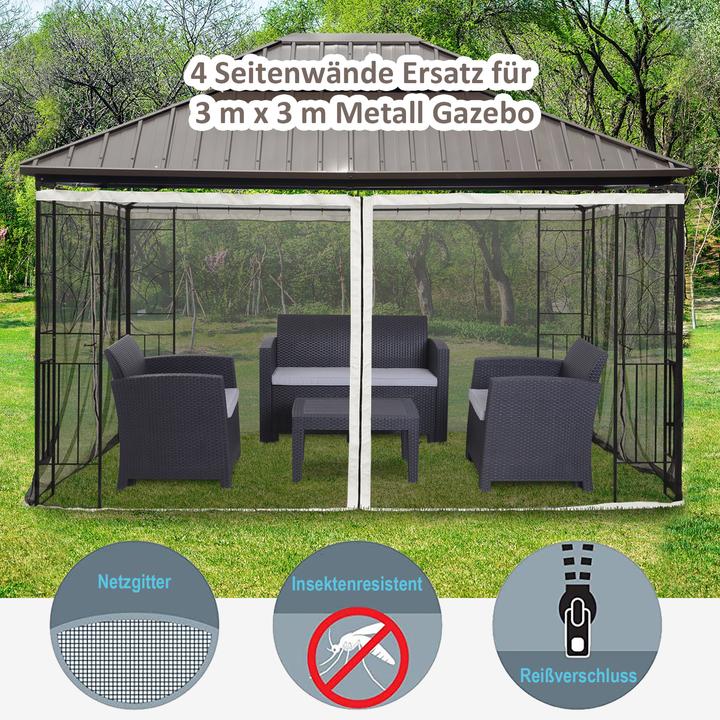 Actual product image Outsunny Fly net for 3 x 3 m gazebos with zip fastener (352 cm, 352 cm)