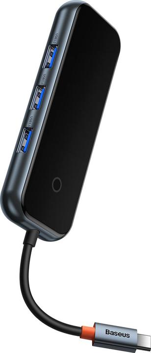 Actual product image Baseus AcmeJoy 4-Port Type-C HUB AdapterType-C to USB3.0*3+Type-C PD&Data *1Dark Gray (USB-C, 4 Ports)