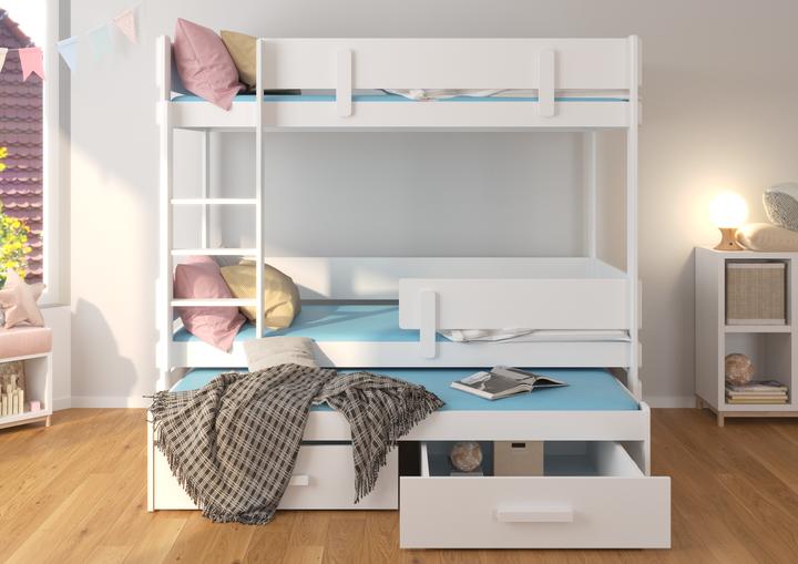 Actual product image ADRK Furniture Triple Bunk Bed with Mattresses ETAPO 180x80 (180 x 80 cm)