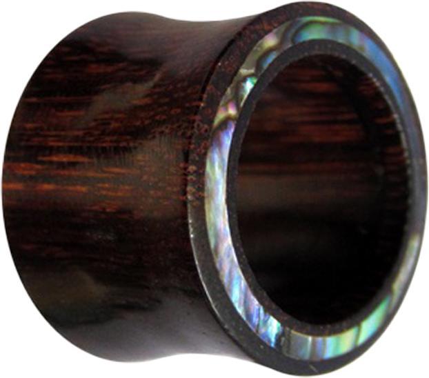 Star Piercing Flared Tunnel mit Ablaone Rand aus Tamarind Holz (Organisch, ohne Messing, Mineralisch)