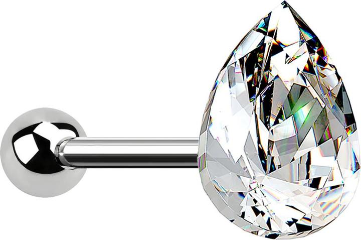 Immagine prodotto Star Piercing Micro Barbell silber Tropfen Kristall silber (Acciaio chirurgico 316L, senza ottone)