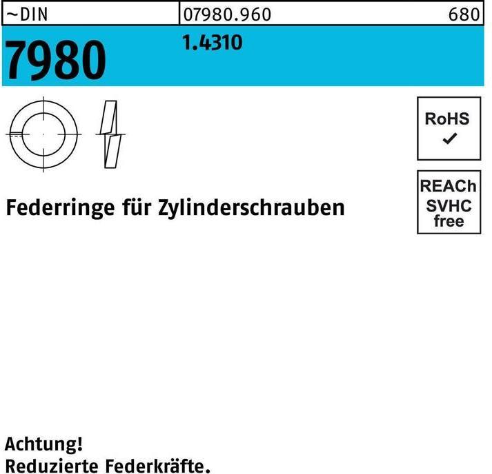 Actual product image Spring washer DIN 7980 f.cheese head screws 3 1.4310