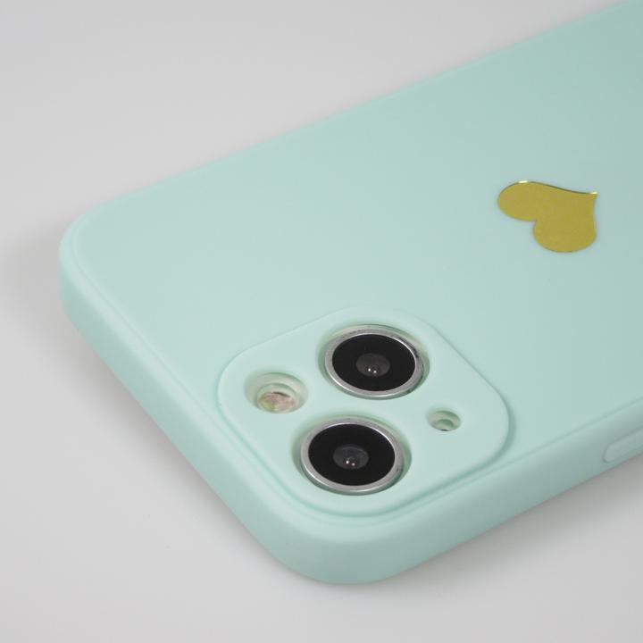 Produktbild PhoneLook Hülle Silikon Mat Herz gold Türkis (Apple iPhone 15)
