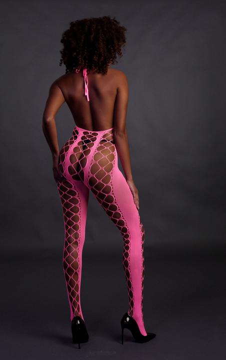Actual product image Ouch! Bodystocking with Halterneck - Pink - XS/XL (One size)