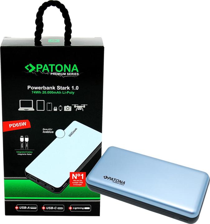 Immagine prodotto Patona Powerbank USB-C/ Luce 65W 20000 (20000 mAh, 65 W, 74 Wh)