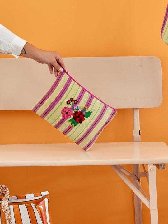 Image du produit Rice Sac pochette en plastique recyclé Sand Stripes and Flower Print