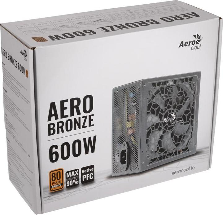 Actual product image AeroCool Aero Bronze 600W 80 PLUS Bronze Power Supply - 600 Watt (600 W)