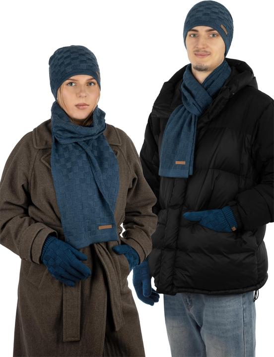 Actual product image Normani Winter set made of merino wool hat, scarf and gloves pattern Yuma - 9601
