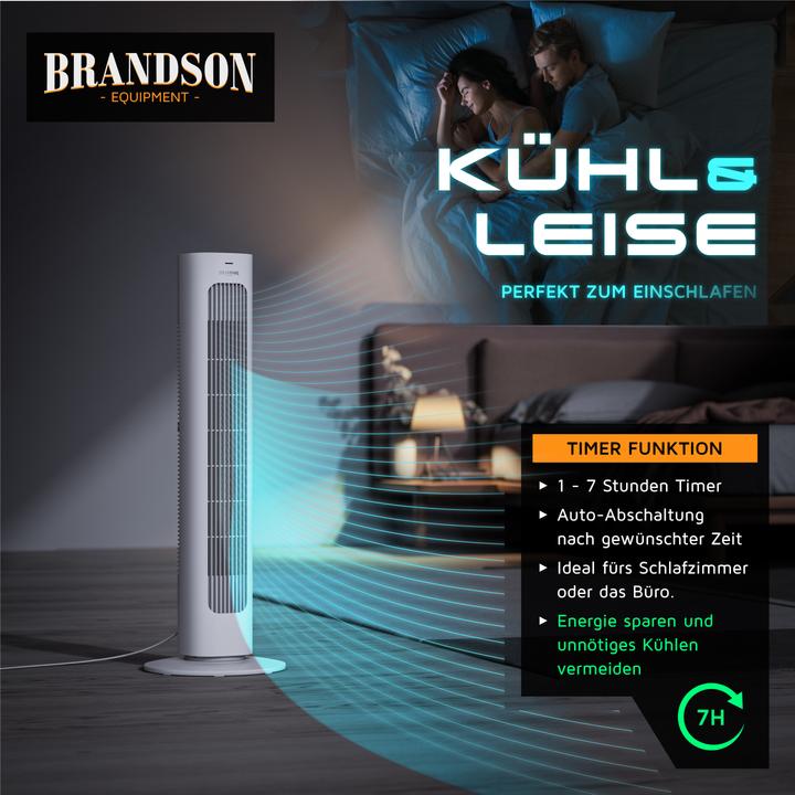 Actual product image Brandson Turmventilator, Fernbedienung, sehr leise, Oszillation, 3 Modi, Timer, 50 W, Standventilator 76cm (48 dB)