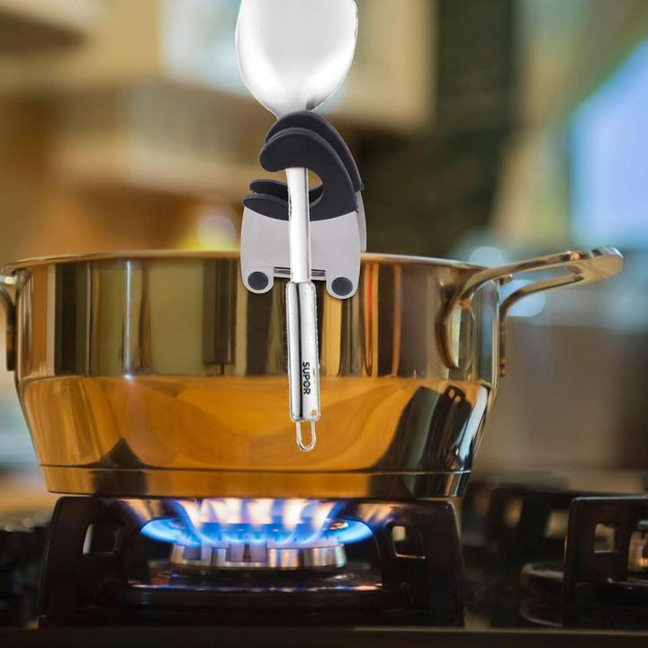 Actual product image ASMI Stainless steel silicone pot and wooden spoon holder