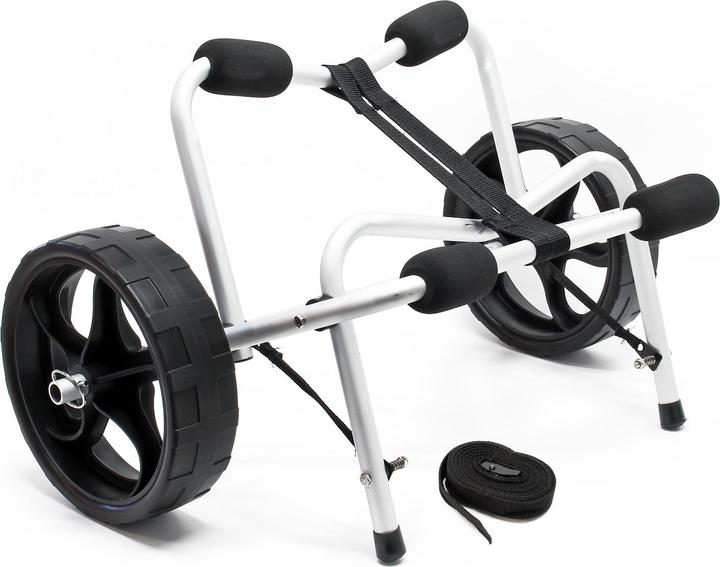 Actual product image Wiltec Foldable Aluminium Transport Trolley for Kayaks, Canoes max. 68kg with PU Wheels & Nylon Belt