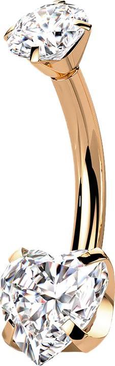 Image du produit Star Piercing Banane rose doré avec cristal et coeur en cristal argenté (sans laiton, Titane G23)
