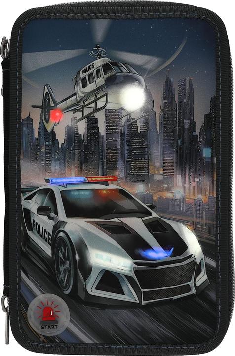 Produktbild Magni DEPESCHE MONSTER CARS Federtasche LED Polizeiauto 3-Fach gefüllt schwarz