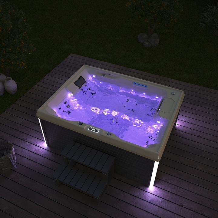 Immagine prodotto Home Deluxe Idromassaggio da esterno HOME-STAR, 24 getti massaggianti LED, gradini e copertura termica, 3 (3 pers.)