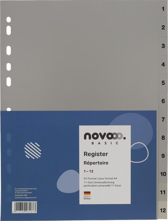 Produktbild Novooo Register PP grau A4