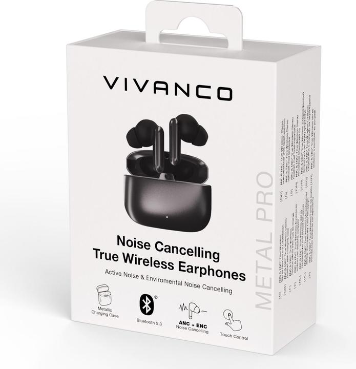 Produktbild Vivanco Noise Cancelling TWS Bluetooth Kopfhoerer, ANC/ENC Funktion, anthrazit metallic (5 h, Kabellos)