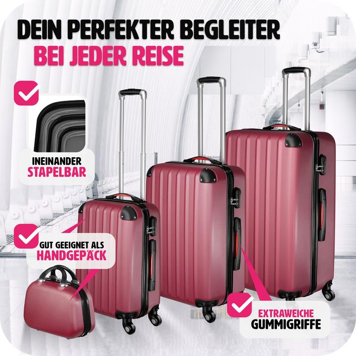 Actual product image tectake Suitcase Set Travel Suitcases Suitcases Travel Set Trolley Set Luggage Set Hardcase Trolley (90 l, Hand luggage (up to 50 litres), M (50 - 90l), L (90 - 115l))