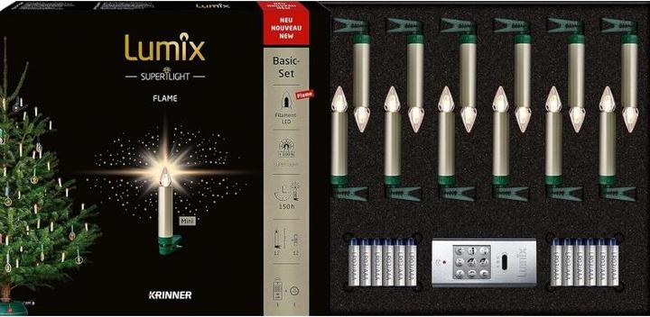 Immagine prodotto Krinner Candela LED per albero SuperLight Flame, Cashmere, set iniziale di 12 pezzi