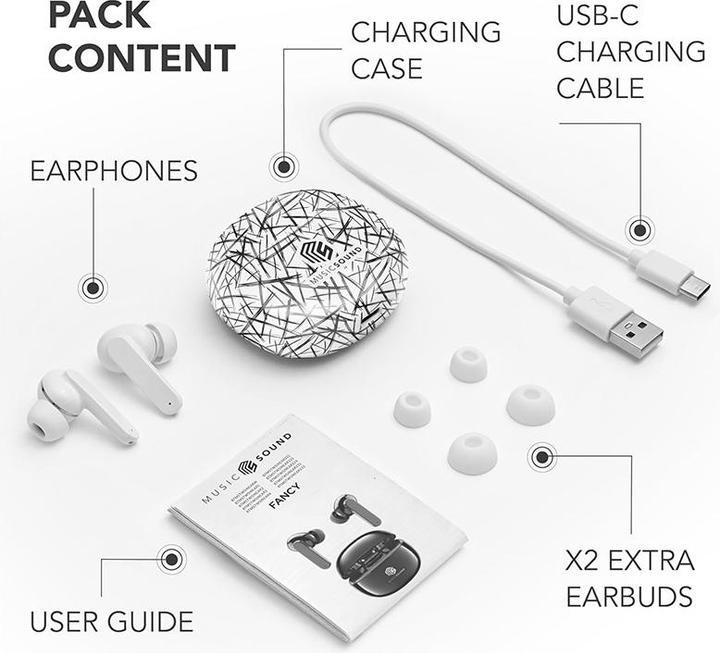Immagine prodotto Cellularline Musica & Suono Auricolari Bluetooth Linee Fantasia Bianco (5 h, Senza fili)