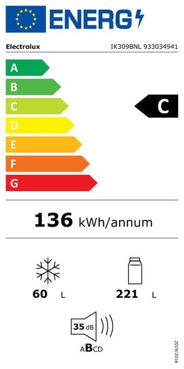 Energy Label Electrolux IK309BNL (281 l)