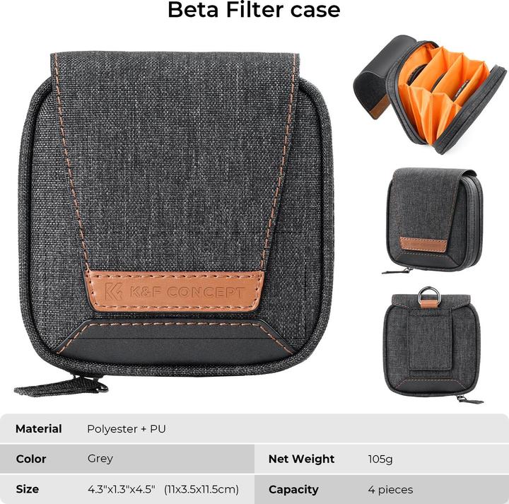 Image du produit K&F Concept Sac de rangement du jeu de filtres à 4 poches KF13.117 (Sac filtrant, 95 mm)