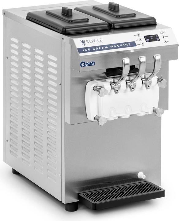 Royal Catering Softeismaschine 16 l/h 1350 W LED Edelstahl Frozen Joghurt Maschine Gastro