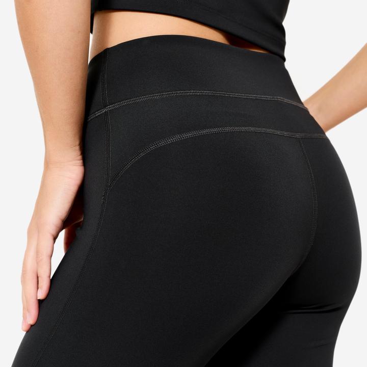Actual product image Domyos Leggings Damen hoher Taillenbund Mesheinsatz - schwarz (W28/L31)