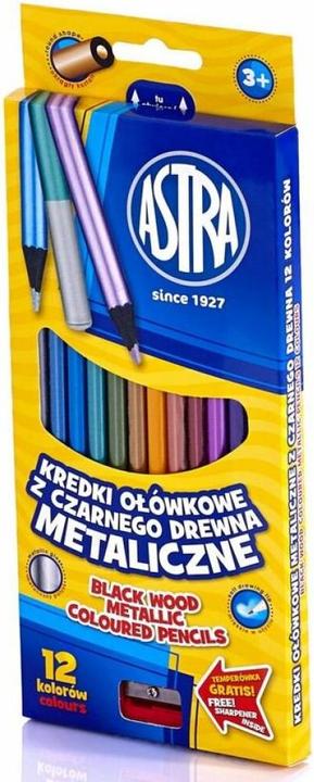 Immagine prodotto Astra Matite colorate metallizzate 12 pezzi con temperamatite (Nero, 12 x)