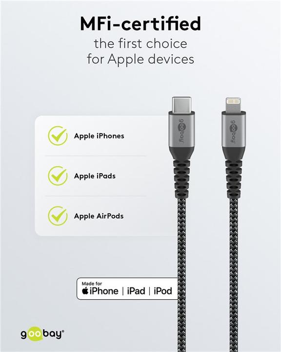 Actual product image Goobay USB type C - Lightning (1 m, USB 3.2 Gen 1)