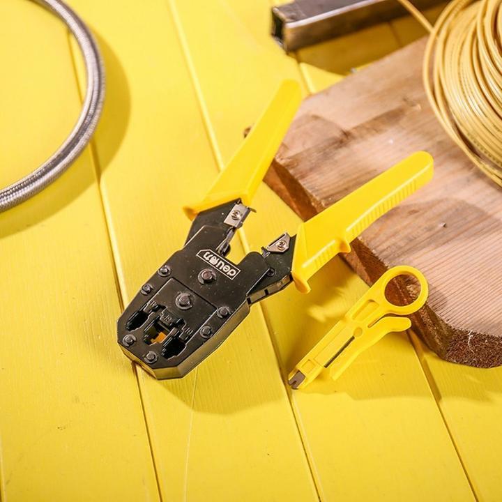 Actual product image Deli Tools Ethernet Crimper 4/6/8P RJ45/RJ14/RJ12/RJ9 EDL2468 (yellow) (200 mm)