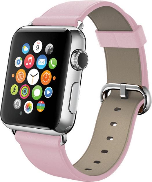Actual product image Fongex Apple Watch 42/44/45mm - replacement strap in leather pink (42 mm, 44 mm, 45 mm, Genuine leather, Apple Watch Series 1, Apple Watch Series 5, Apple Watch Series 6, Apple Watch Series 7, Apple Watch Series 8, Apple Watch Series 9, Apple Watch SE, Apple Watch Series 2, Apple Watch Series 3, Apple Watch Series 4)